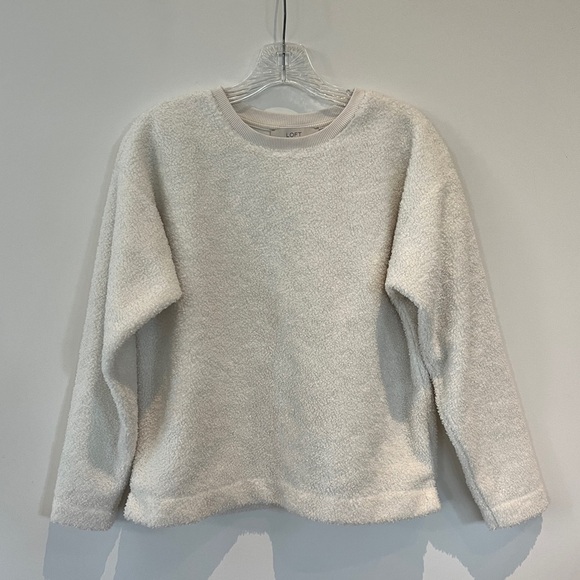 Loft Fleece Ivory Cozy Knit Sweatshirt. Size XS - Picture 8 of 12
